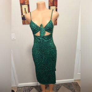 Green Leopard Print Cutout Dress size XS